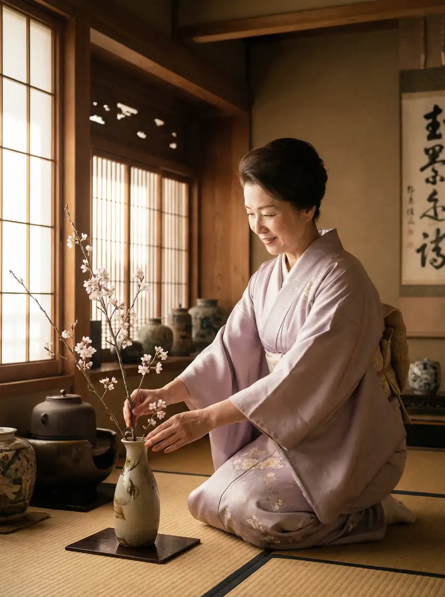 一位优雅的 蘑菇视频::蘑菇视频自媒体交流社区 | 全网最全蘑菇视频实时更新 在和室中插花